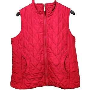 Jane Ashley Women's Size XL Festive Red Quitted Vest w/ Pockets